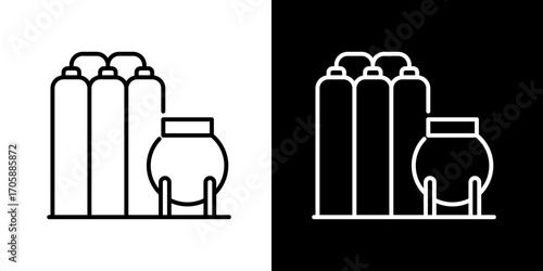 Industrial Gas Cylinders and Storage Tank Line Art Icon