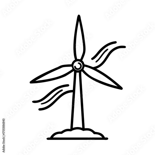 Wind turbine icon on transparent background for Earth Day celebration  