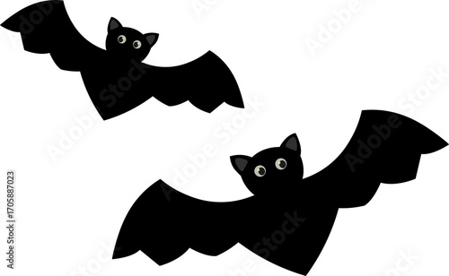 Quadro em tela Cartoon bats Peeking from the Darkness