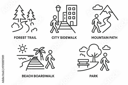 Walking Path and Outdoor Trail Icons_simple_compose