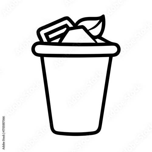 Trash bin filled with waste for Earth Day celebration concept  