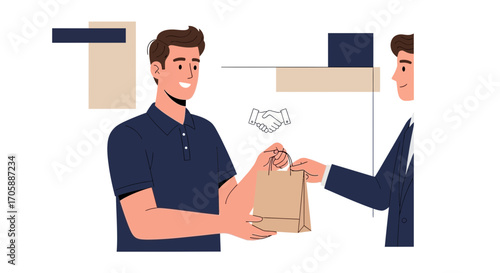 Delivery Interaction Illustrating Exchange and Agreement for Retail Purchase Transactions
