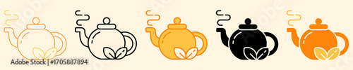 Tea Pot Icon Set Multiple Style Collection