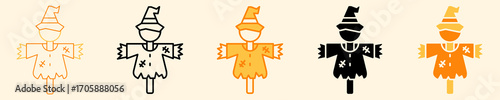 Scarecrow Icon Set Multiple Style Collection
