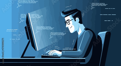 Digital Engineer Working On Code Writing On Computer For Computer Science Project