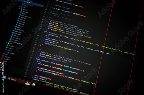 Konstfotografi Close-up of TypeScript code using async functions to fetch and create user data with API calls