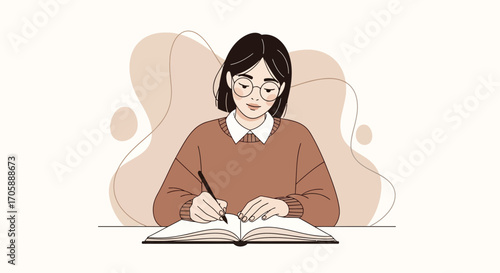 Young Woman Writing In Notebook Expressing Her Thoughts And Ideas Smoothly
