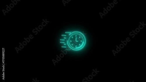 Wallpaper Mural Cyan Neon Icon of a Fast- Moving Clock Symbolizing Speed and Time watch Torontodigital.ca