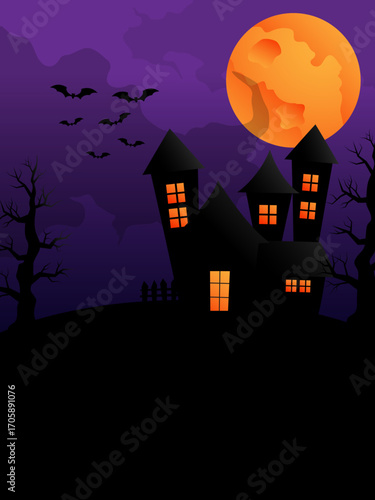 haunted house in night background for halloween