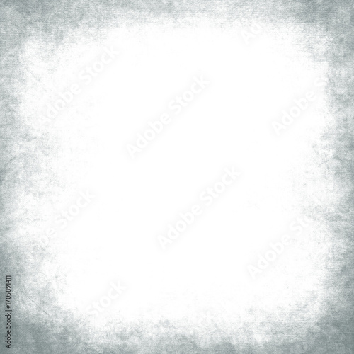 Grunge textured white frame background with rough faded edges. Vintage distressed paper effect with dark border gradient. Perfect abstract backdrop for design, art, or digital projects.