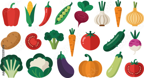 Vector art of assortment of fresh vegetables and produce