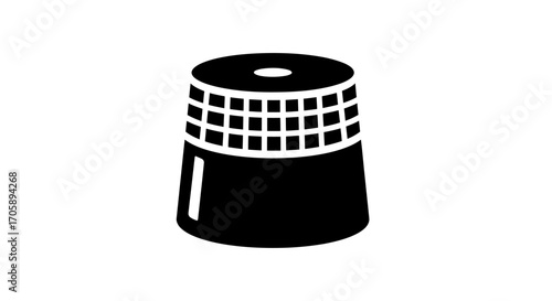Black Silhouette Thimble Icon for Sewing and Crafting.