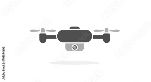 Modern Gray Drone with Camera and Propellers Illustration.