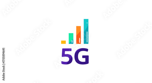 5G Network Signal Strength Icon with Colorful Bars.