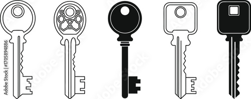 Illustration of different keys for security and access control
