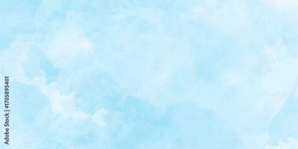 Fototapeta premium watercolor painting of a bright blue sky above a landscape of soft, soft texture blue watercolor wash element, turquoise color handmade illustration, blue water splash isolated, contemporary artisti 