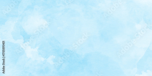  watercolor painting of a bright blue sky above a landscape of soft, soft texture blue watercolor wash element, turquoise color handmade illustration, blue water splash isolated, contemporary artisti
