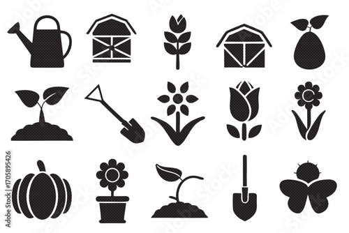 Collection of various gardening icons