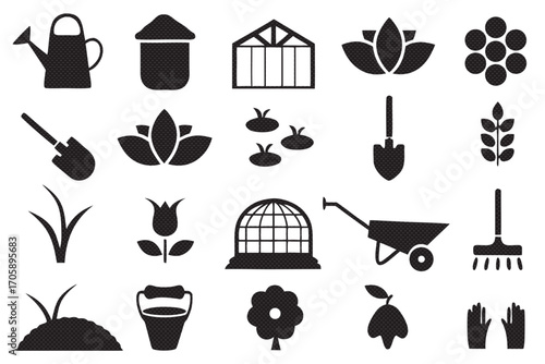 Collection of various gardening icons