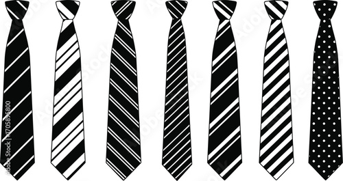 Collection of black and white striped and dotted neckties art