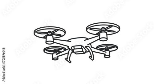Simple Line Drawing of a Quadcopter Drone.