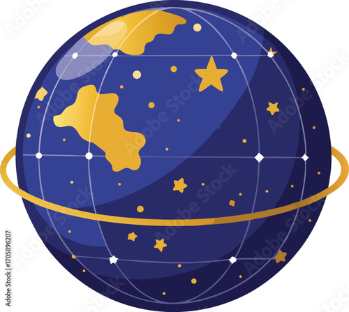 Planet Earth, moon, and stars are orbiting in the night sky