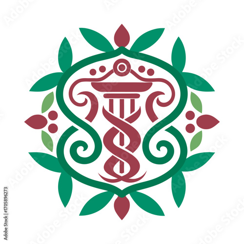 Ancient Mandala With Floral Vines Pattern