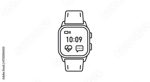 Simple Line Art Illustration of a Smartwatch.
