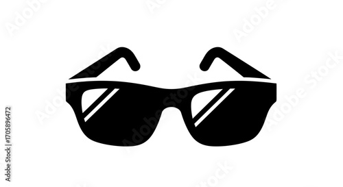 Black Silhouette of Modern Sunglasses with Reflective Lenses.