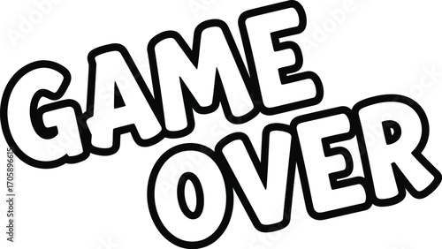 Game over screen vector illustration for video game design