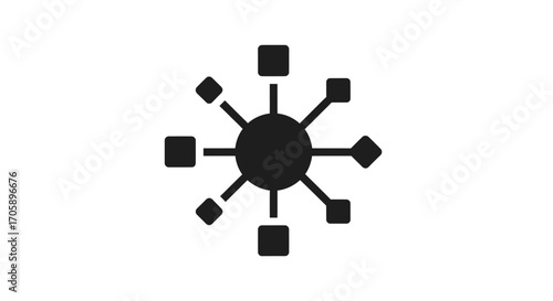 Network Connection Icon: Central Hub with Eight Square Nodes.