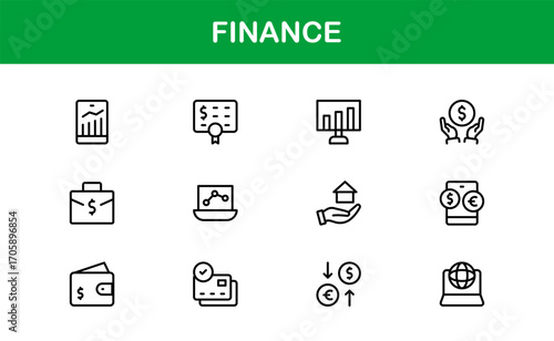 Economy and Trade Essentials – Professional Line Icon Set Featuring Minimal, Modern, Editable Outline Graphics for Financial and Global Business Themes