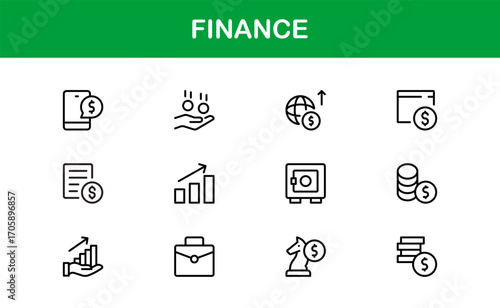 Economy and Trade Essentials – Professional Line Icon Set Featuring Minimal, Modern, Editable Outline Graphics for Financial and Global Business Themes
