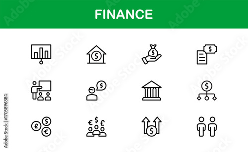 Economy and Trade Essentials – Professional Line Icon Set Featuring Minimal, Modern, Editable Outline Graphics for Financial and Global Business Themes