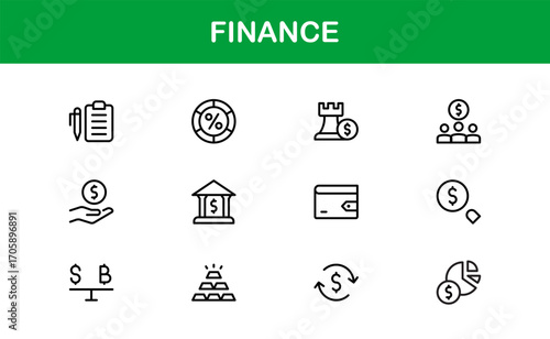 Economy and Trade Essentials – Professional Line Icon Set Featuring Minimal, Modern, Editable Outline Graphics for Financial and Global Business Themes
