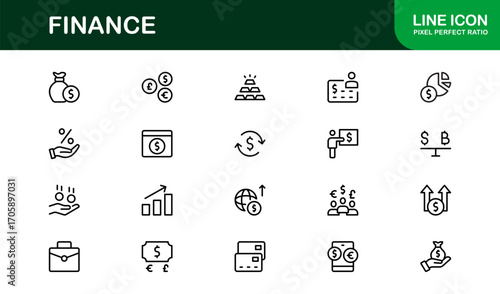 Economy and Trade Essentials – Professional Line Icon Set Featuring Minimal, Modern, Editable Outline Graphics for Financial and Global Business Themes