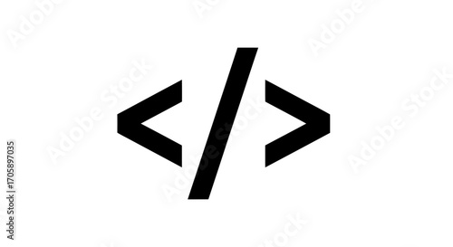 Simple black programming code icon with angle brackets and a forward slash.