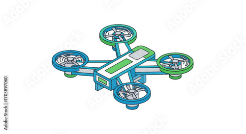 Colorful Quadcopter Drone Illustration Aerial Vehicle Design.