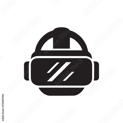 Simple black silhouette icon of virtual reality headset
