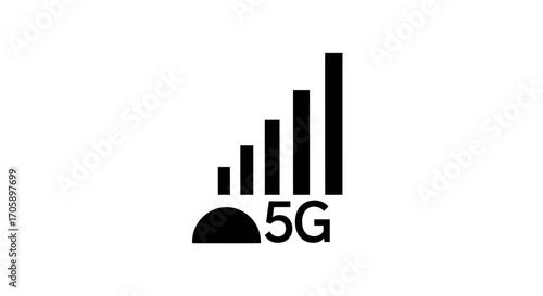 5G Signal Strength Indicator Icon with Bars.