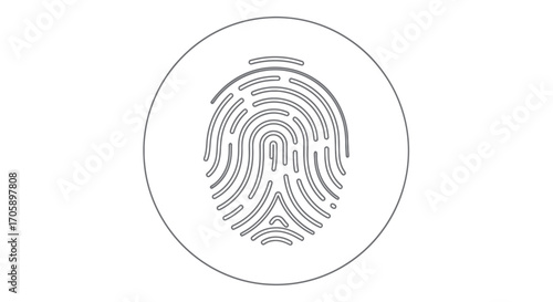 Stylized Outline of a Fingerprint within a Circle.
