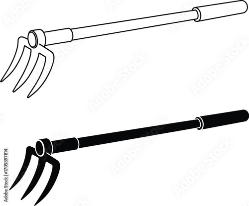 Japanese weeding hoe vector illustration garden tool design