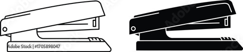 Stapler vector illustration office supplies outline and solid fill