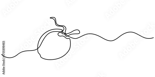 Continuous one single minimal line drawing coconut, Single continuous line drawing of World Coconut Day vector illustration. Fresh fruitage concept for fruit garden icon. Editable outline