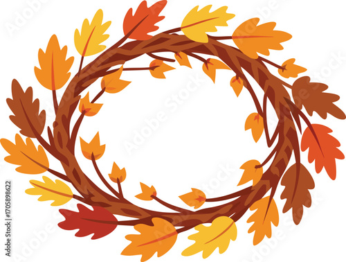 Colorful autumn oak leaves and maple foliage border this nature-inspired frame