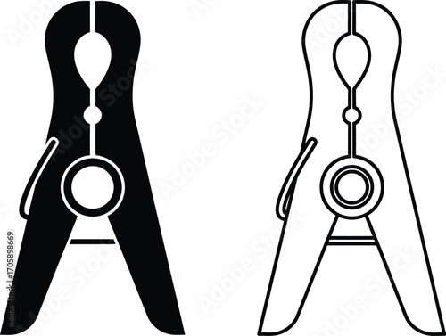 Clothes pins laundry clip vector illustration black outline