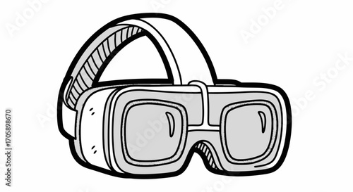 Simple Black and White Illustration of VR Headset.