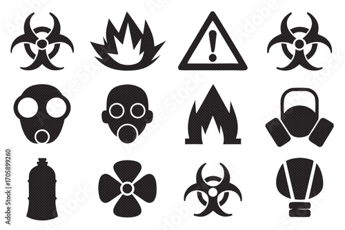 Collection of hazard sign icons for design