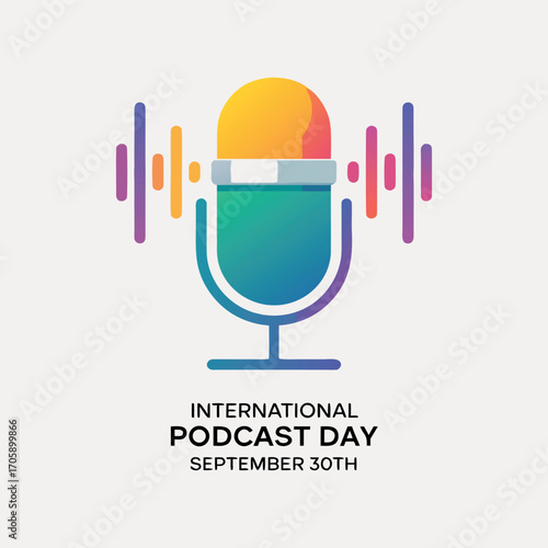 Vibrant Gradient Podcast Microphone Icon: International Podcast Day Graphic, September 30th Celebration