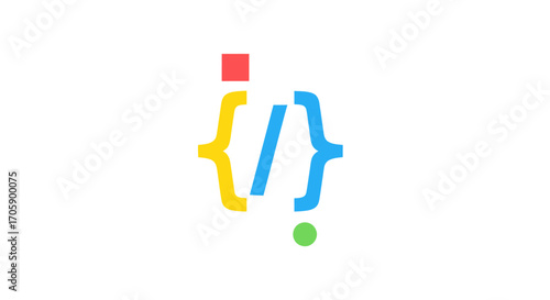 Colorful Abstract Coding Logo Design.